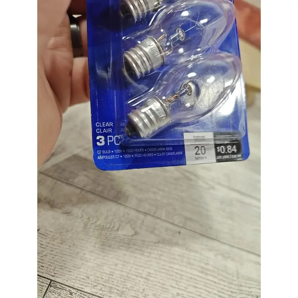 Night Light Bulbs Soft White 7W Clear C7 20 Lumens 120 Volt 3 Bulb Pack New